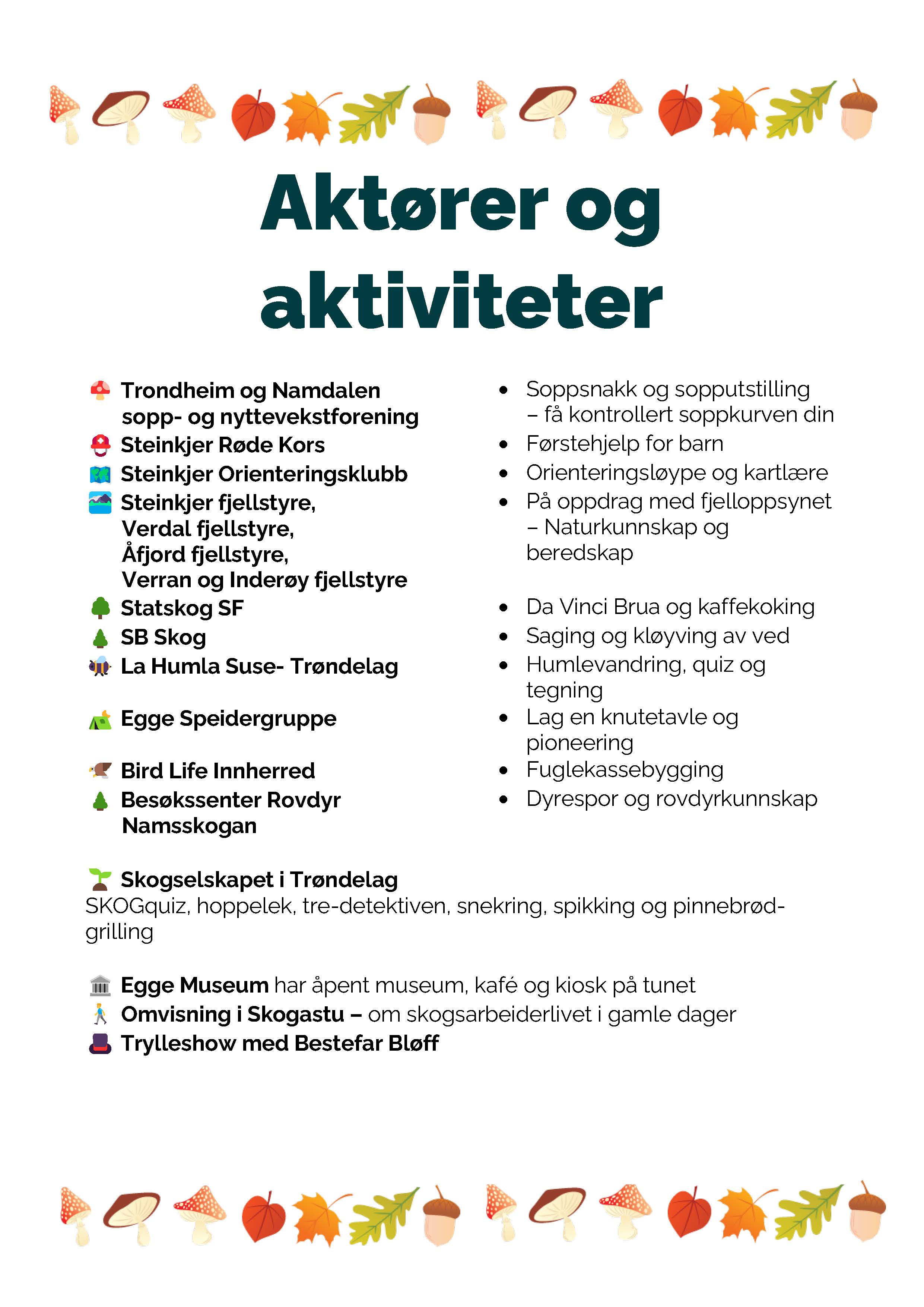 Plakat til inngang Oversikt aktører og aktivitet A3